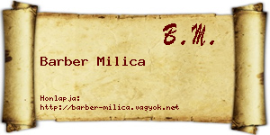 Barber Milica névjegykártya